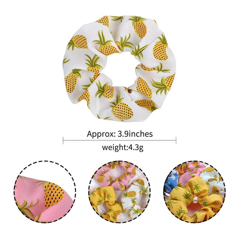 Elandy 8PCS Bright Color Hair Rope Pineapple Pattern Cute Hair Ties Scrunchies Satin Elastic Ponytail Holders Rubber Bands Soft Hair Bow Bobbles Headdress Hair Decorations Accessory Women Girl Daily Gift - Image 2
